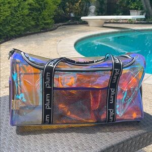Iridescent Plum Duffel Bag with shoes insert